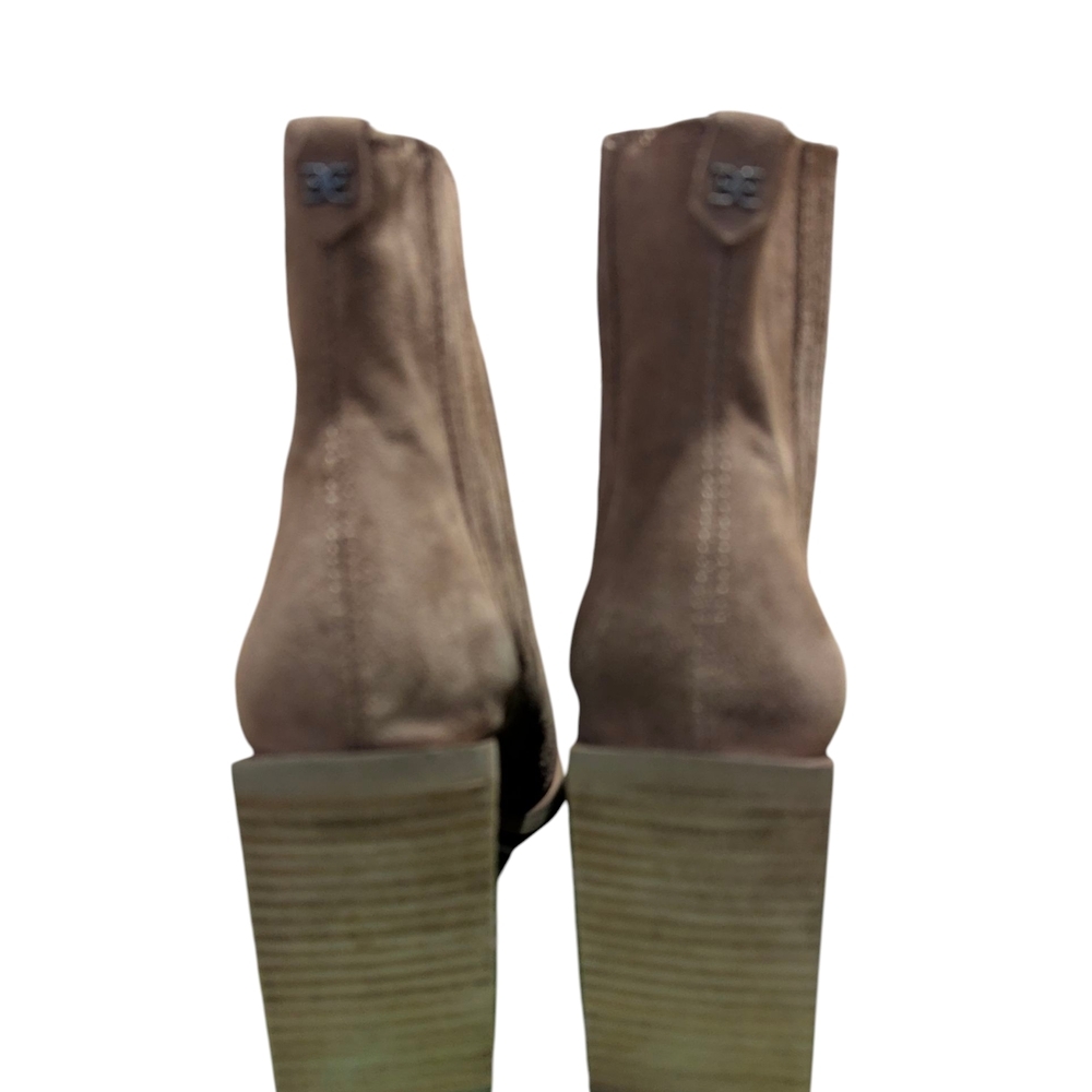 NWOT -Sam Edelman Emalia Taupe Block Heel Pull On Leather Ankle Boots - Size 9.5 - Picture 3 of 6